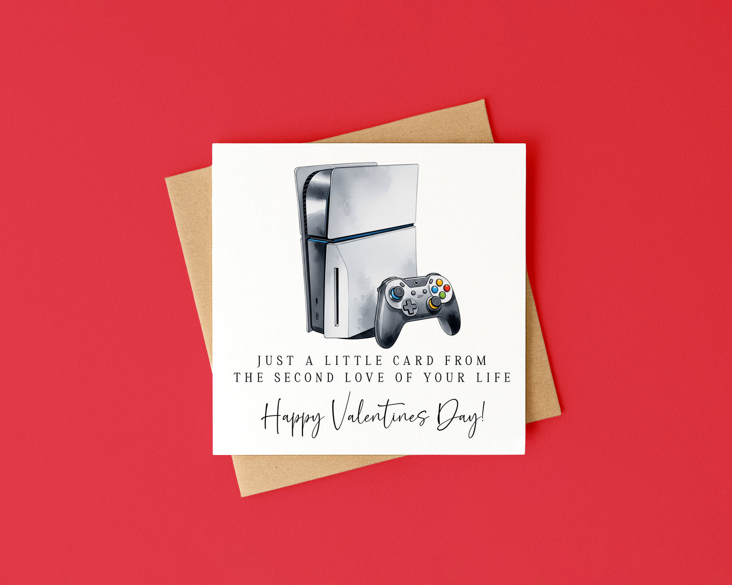 Valentines card, funny gaming console couples happy Valentines day with Envelope
