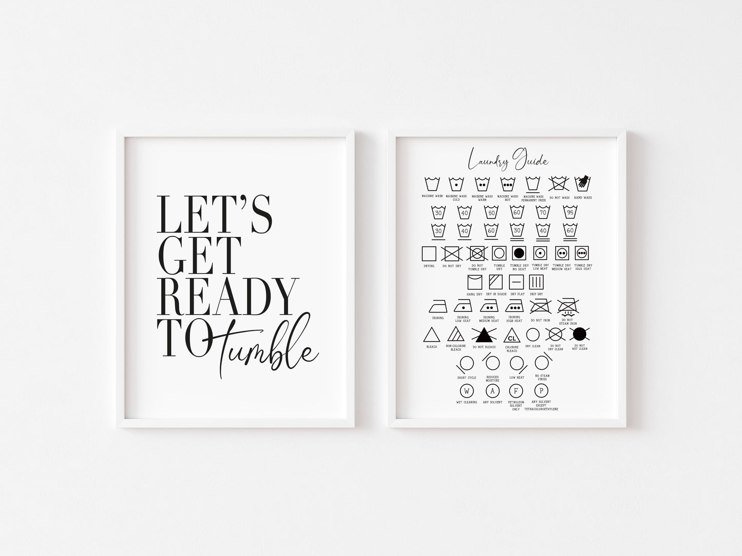 Laundry Room Prints Let's get ready to tumble, Laundry guide (Set of 2 unframed)
