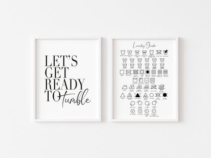 Laundry Room Prints Let's get ready to tumble, Laundry guide (Set of 2 unframed)