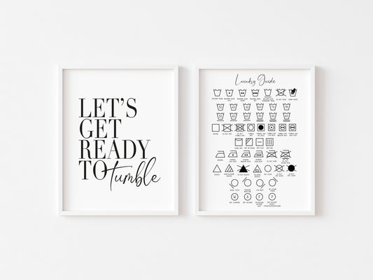 Laundry Room Prints Let's get ready to tumble, Laundry guide (Set of 2 unframed)