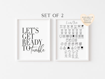 Laundry Room Prints Let's get ready to tumble, Laundry guide (Set of 2 unframed)