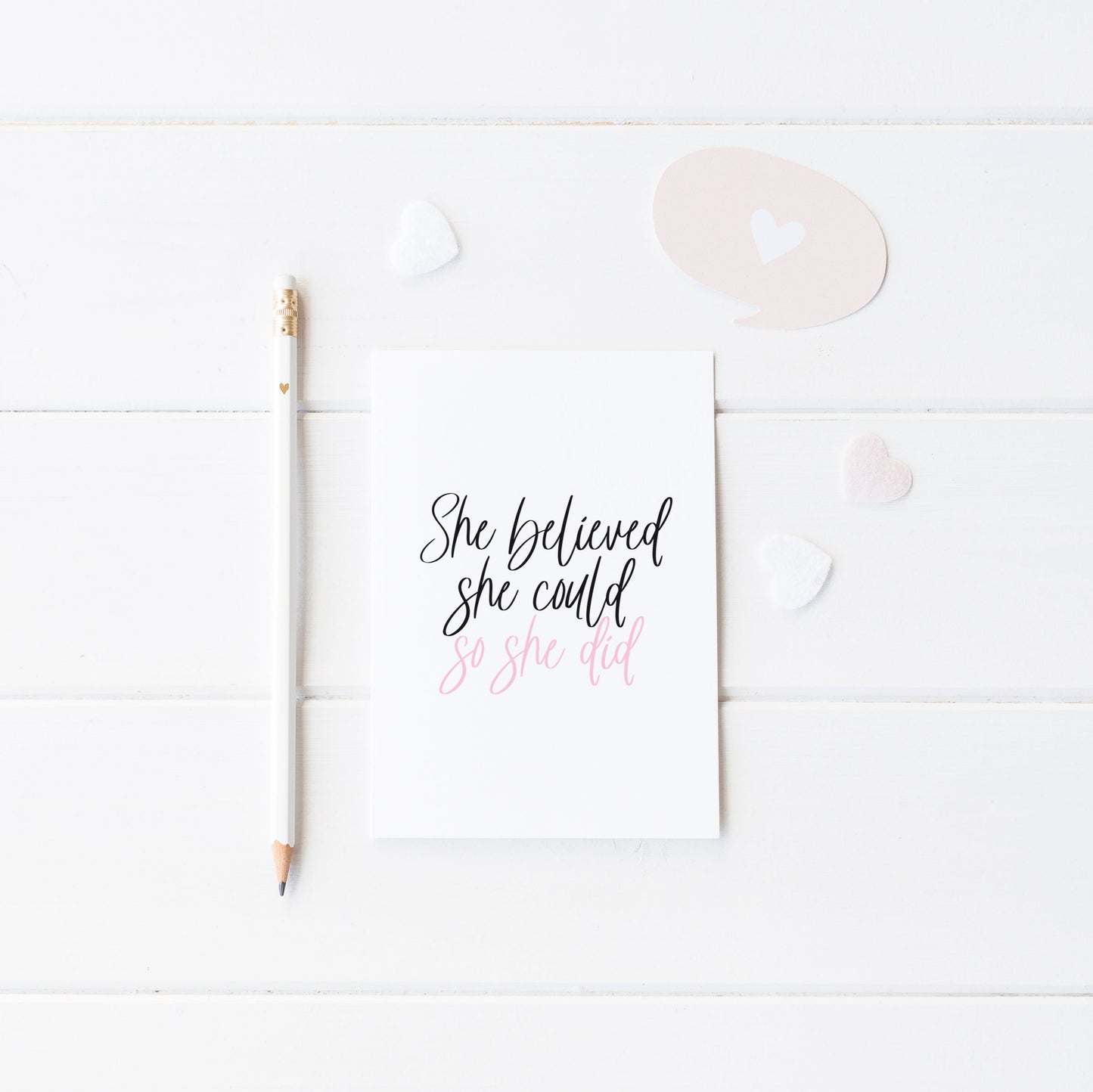 She believed she could so she did pink motivational style office unframed wall art poster print