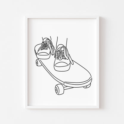 Skate boarding print line drawing skate board skating bedroom unframed wall art poster print