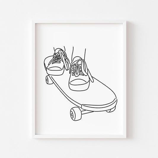 Skate boarding print line drawing skate board skating bedroom unframed wall art poster print