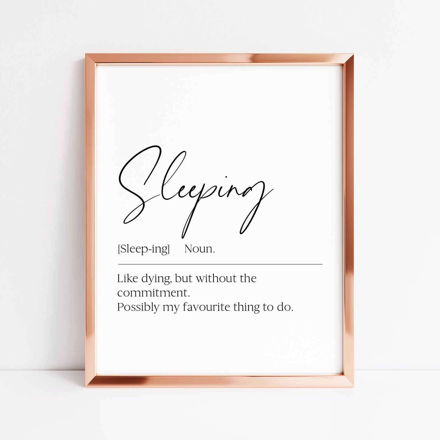 Sleeping definition, definitions, bedroom unframed wall art poster print