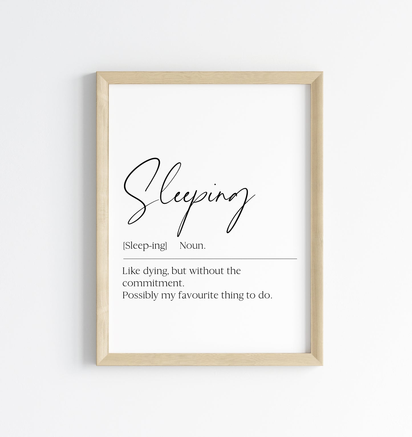 Sleeping definition, definitions, bedroom unframed wall art poster print