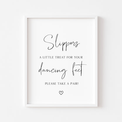 Wedding sign print Slippers, a little treat for your dancing feet unframed wall art poster print, wedding decor, wedding accessories