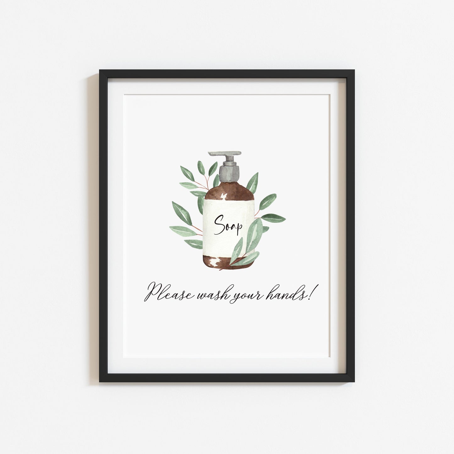 Please wash your hands botanical soap toilet watercolour sign unframed wall art poster print