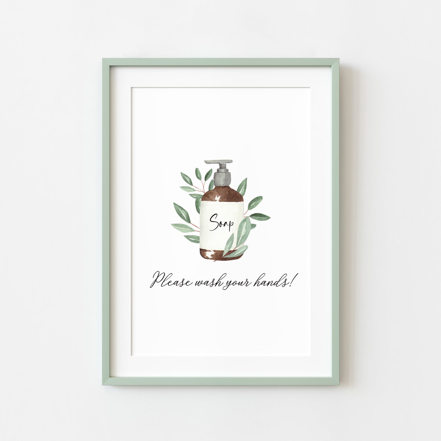 Please wash your hands botanical soap toilet watercolour sign unframed wall art poster print