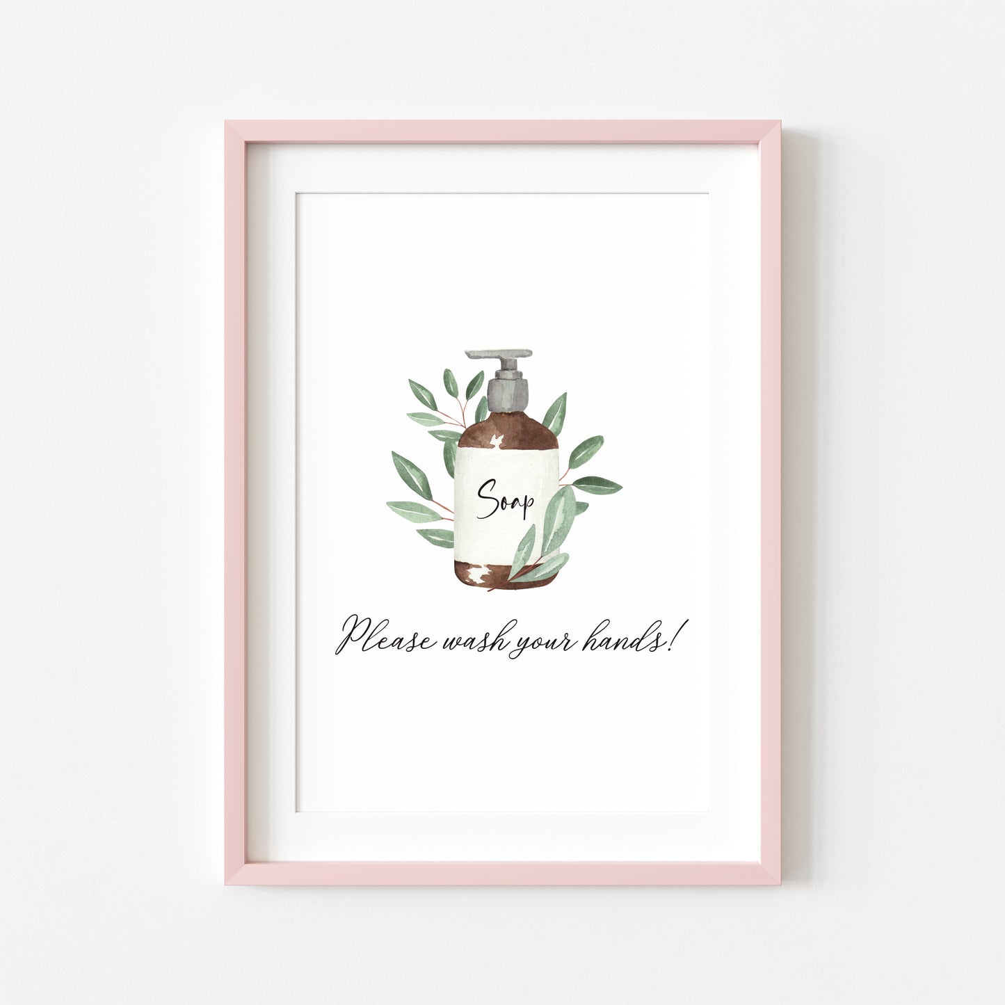 Please wash your hands botanical soap toilet watercolour sign unframed wall art poster print