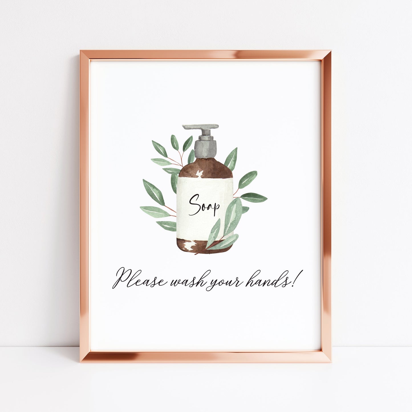 Please wash your hands botanical soap toilet watercolour sign unframed wall art poster print