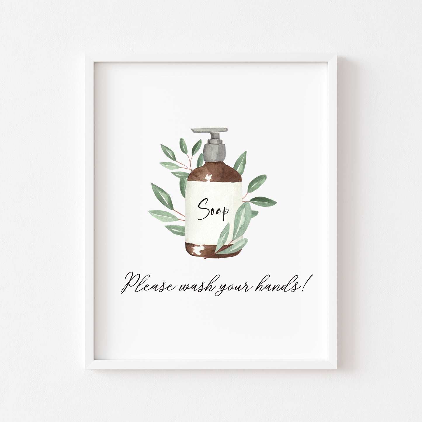 Please wash your hands botanical soap toilet watercolour sign unframed wall art poster print