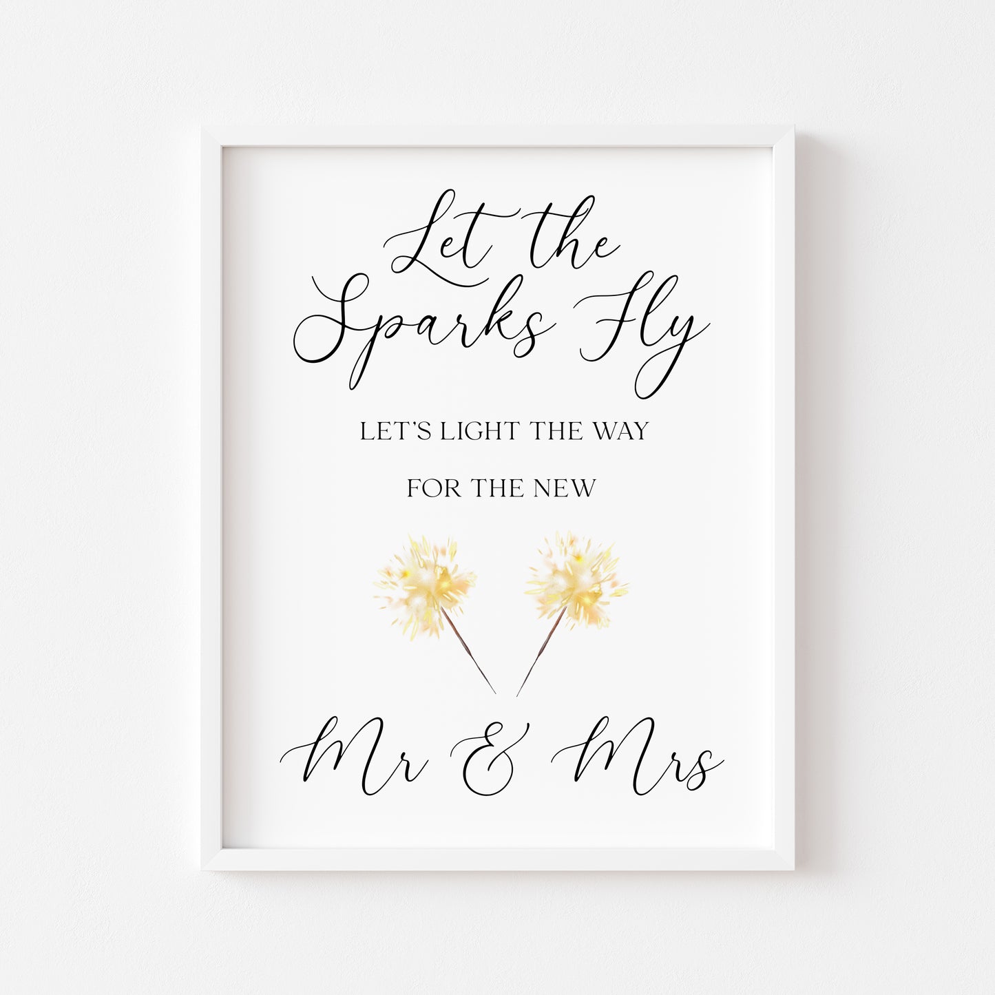 Wedding Sparklers Sign light the way Watercolour Mr & Mrs Art Print unframed wall art