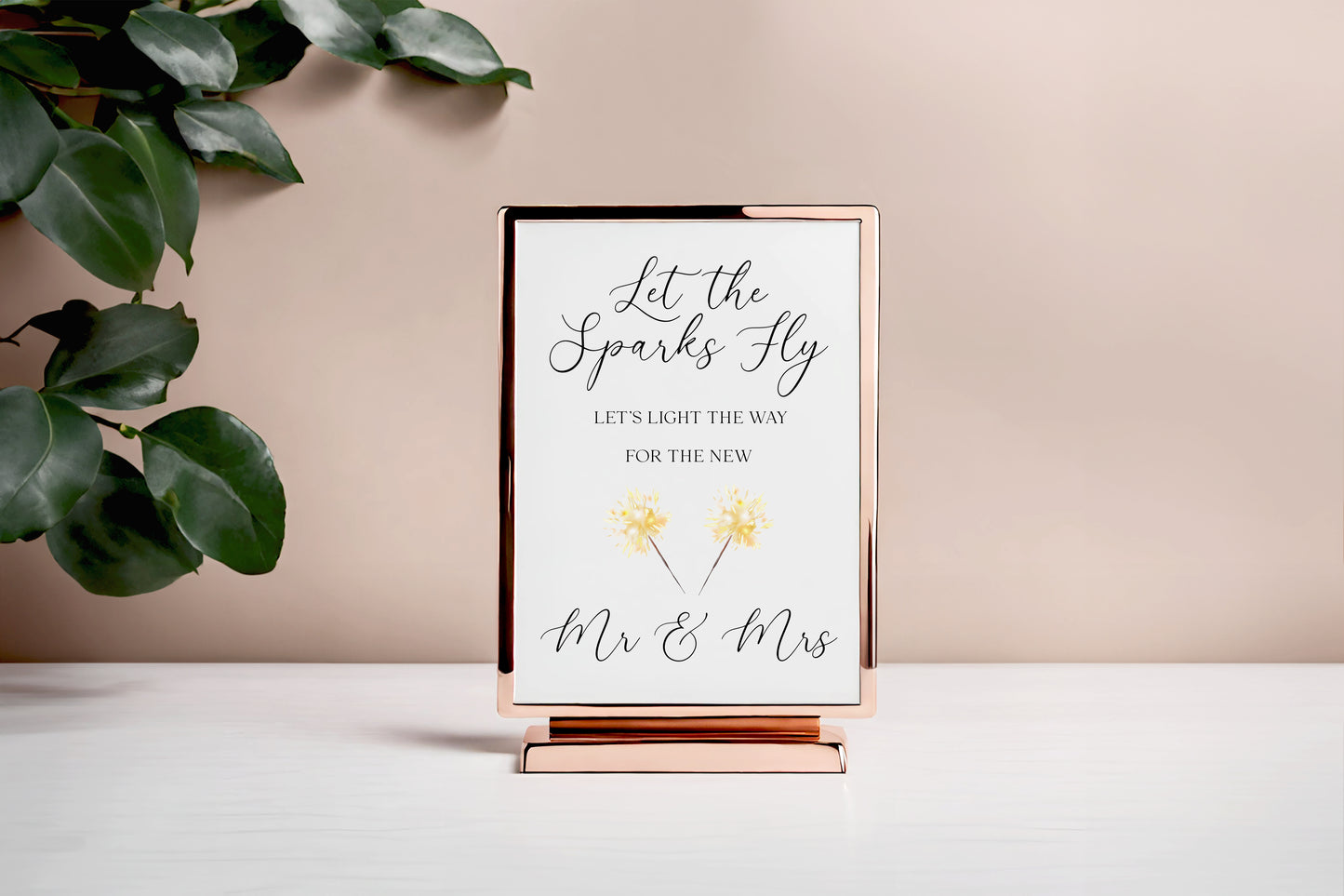 Wedding Sparklers Sign light the way Watercolour Mr & Mrs Art Print unframed wall art