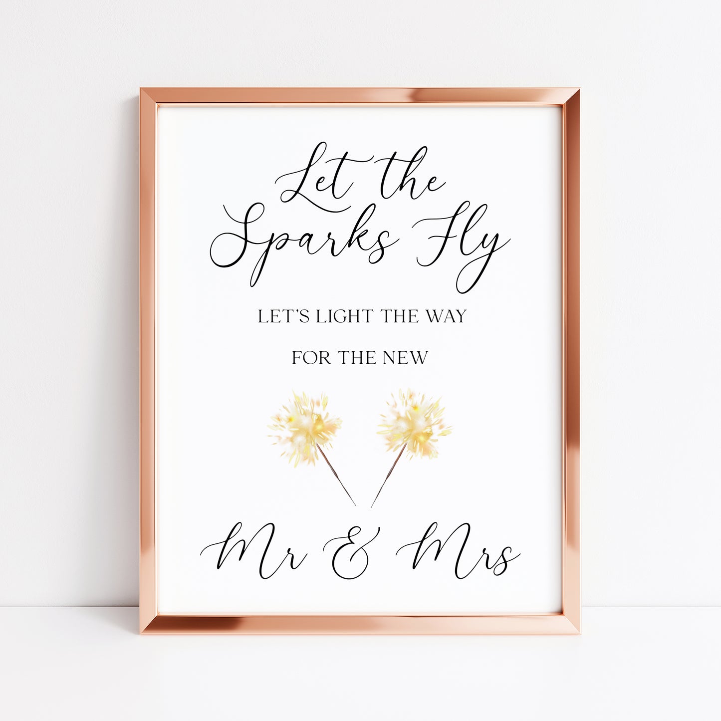 Wedding Sparklers Sign light the way Watercolour Mr & Mrs Art Print unframed wall art