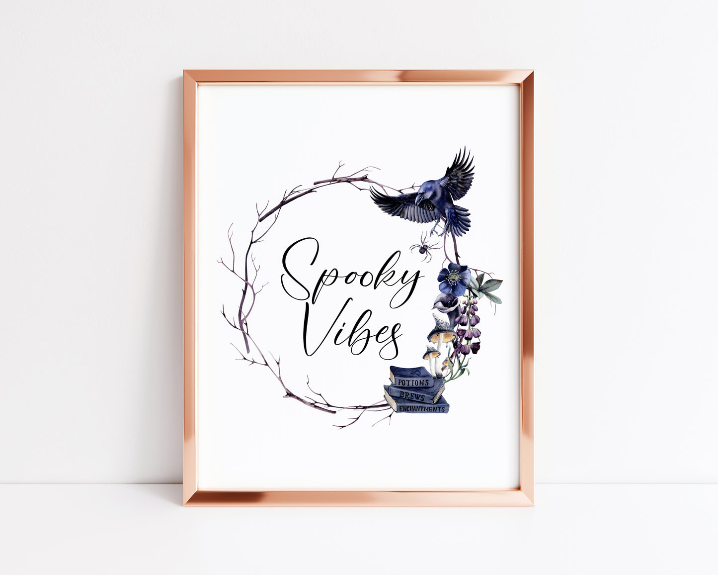 Spooky Vibes Halloween, witch seasonal watercolour unframed wall art poster print