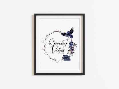 Spooky Vibes Halloween, witch seasonal watercolour unframed wall art poster print