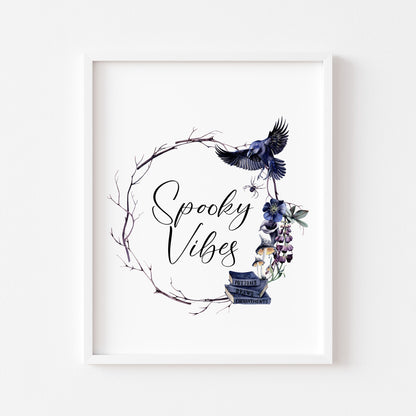 Spooky Vibes Halloween, witch seasonal watercolour unframed wall art poster print