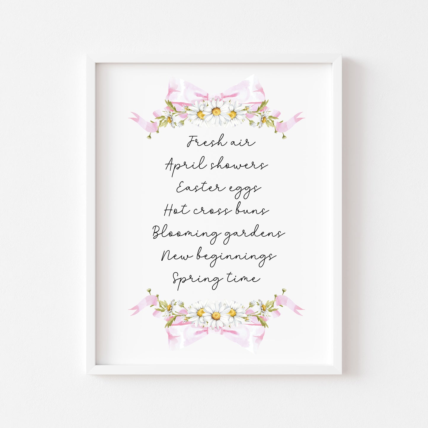 Spring Favourites Wall Art Print, Daisy Wreath Spring home Decor (unframed)