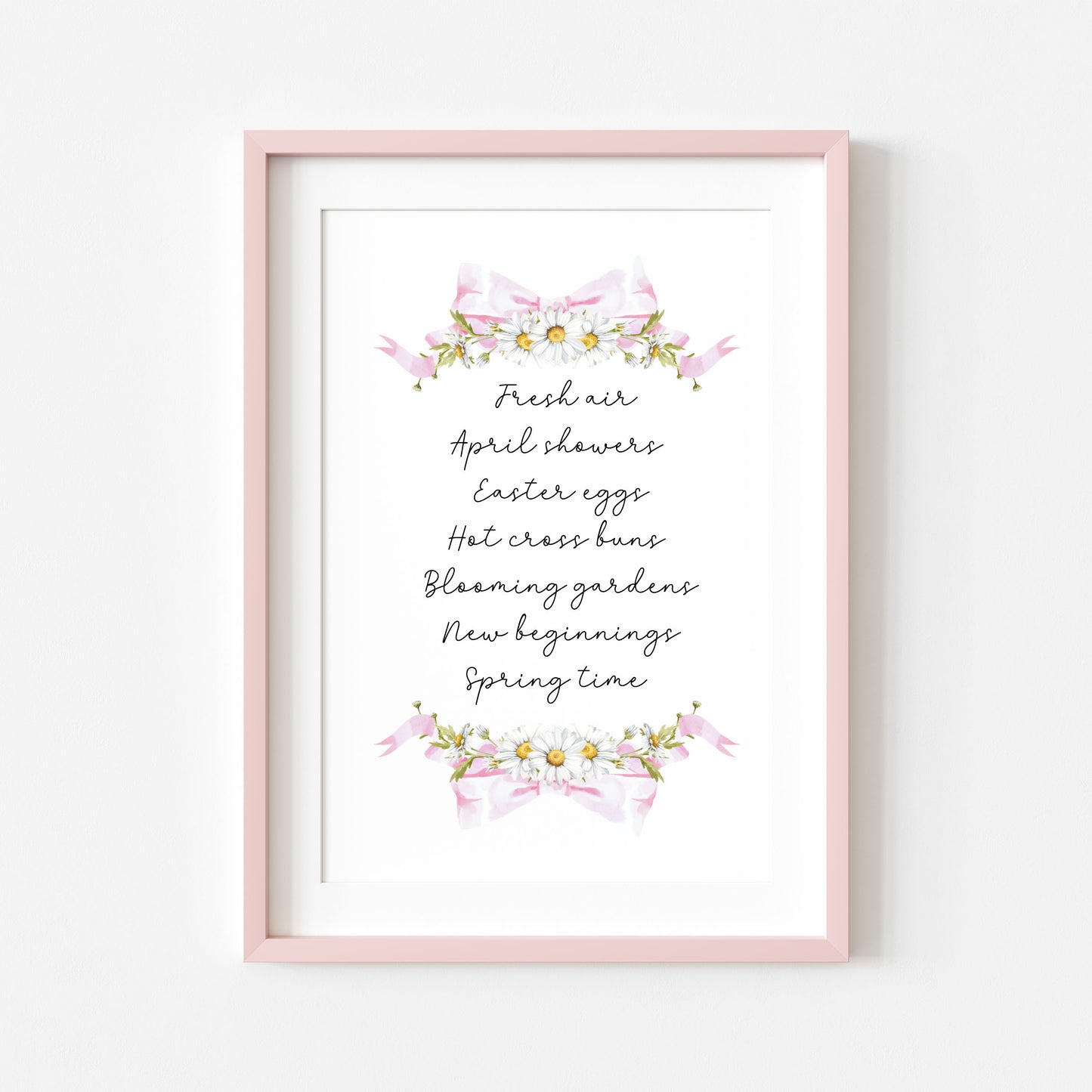 Spring Favourites Wall Art Print, Daisy Wreath Spring home Decor (unframed)