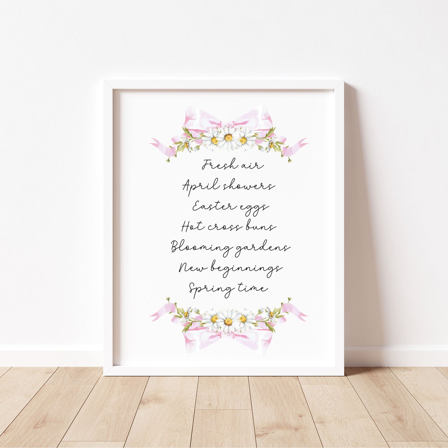 Spring Favourites Wall Art Print, Daisy Wreath Spring home Decor (unframed)