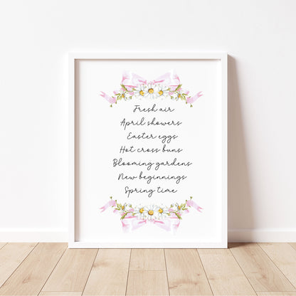 Spring Favourites Wall Art Print, Daisy Wreath Spring home Decor (unframed)