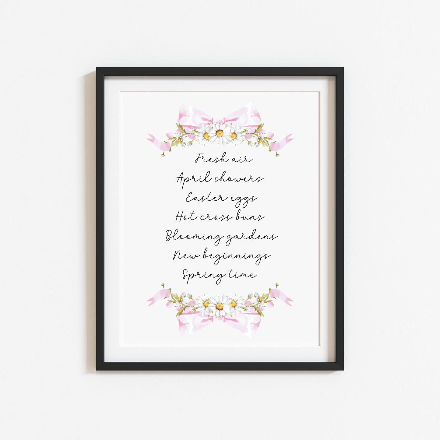 Spring Favourites Wall Art Print, Daisy Wreath Spring home Decor (unframed)
