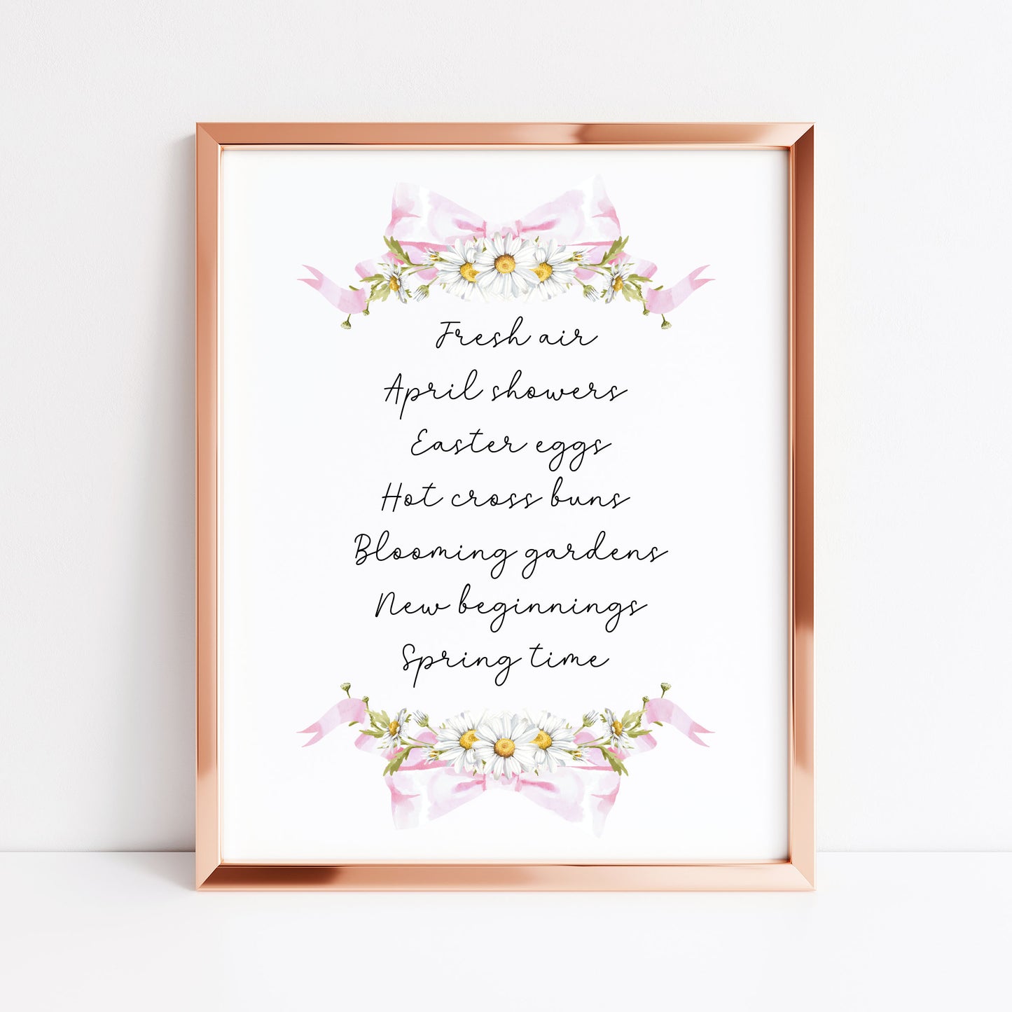 Spring Favourites Wall Art Print, Daisy Wreath Spring home Decor (unframed)