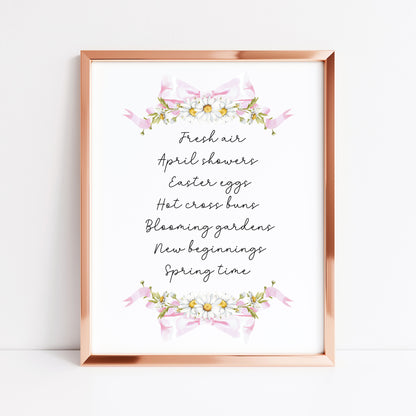 Spring Favourites Wall Art Print, Daisy Wreath Spring home Decor (unframed)