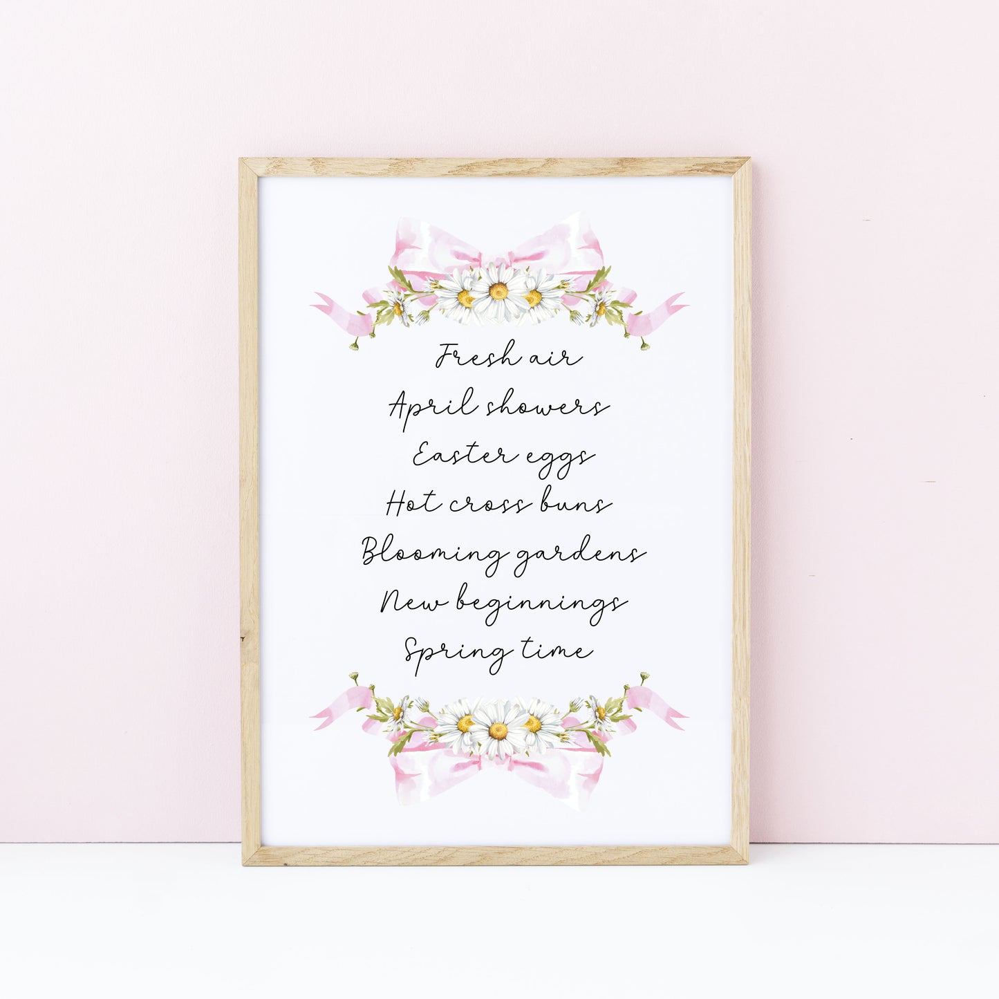 Spring Favourites Wall Art Print, Daisy Wreath Spring home Decor (unframed)