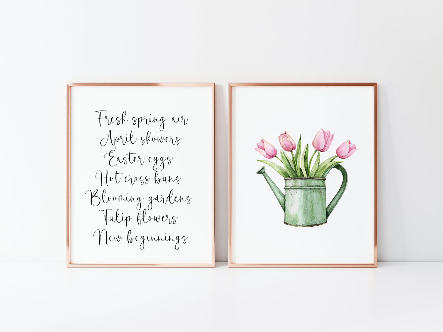 Set of 2 spring prints, spring favourites, description print and tulips gardening can seasonal unframed wall art poster prints, seasonal decor, spring wall art