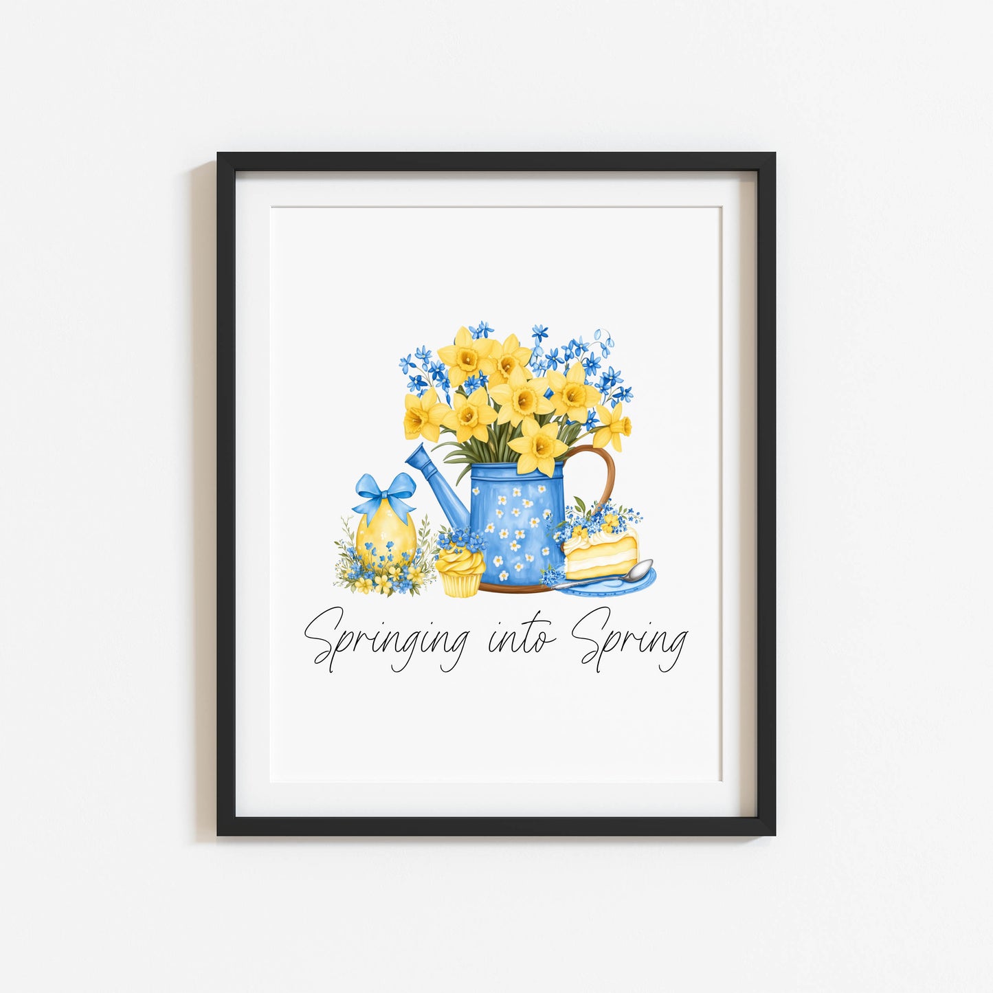 Spring Print yellow & blue daffodils easter Spring home Decor unframed wall art poster