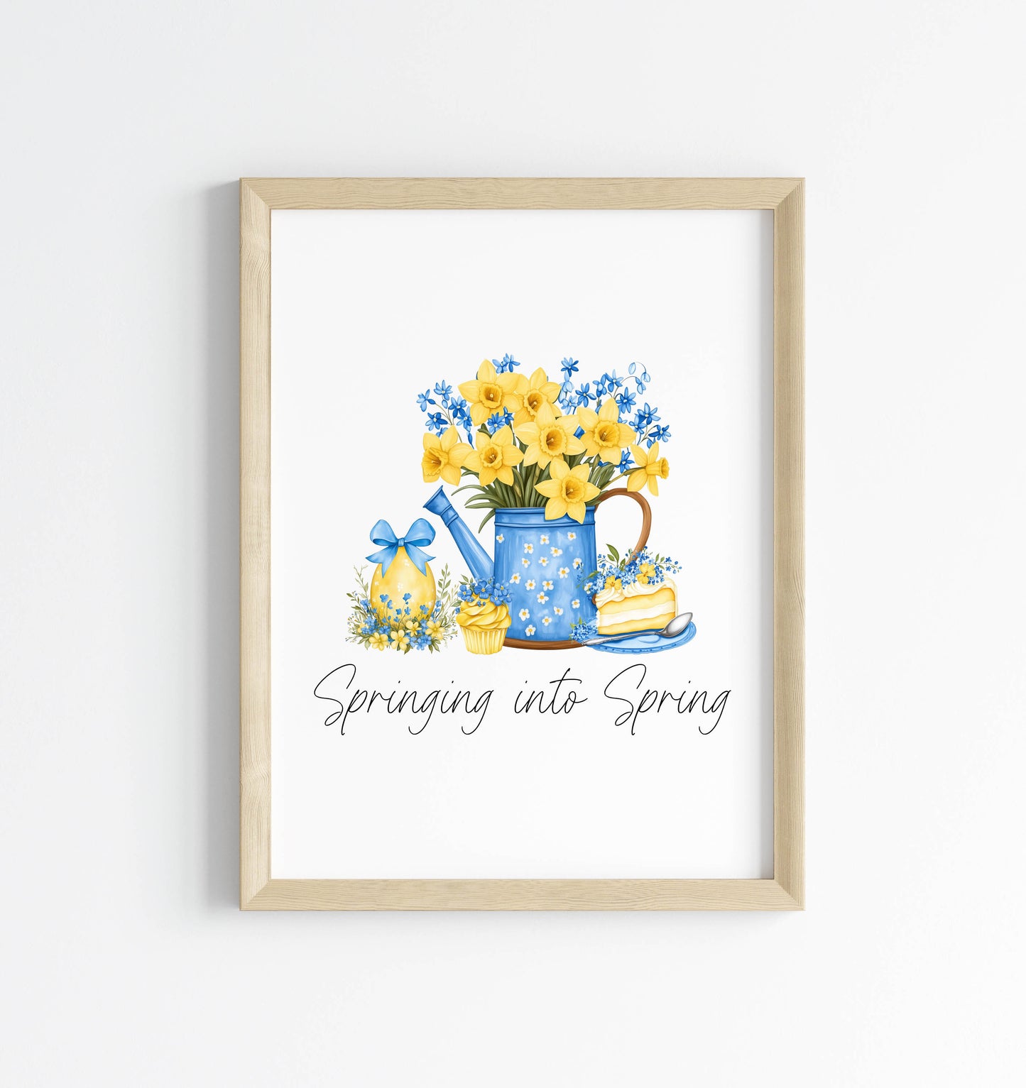 Spring Print yellow & blue daffodils easter Spring home Decor unframed wall art poster