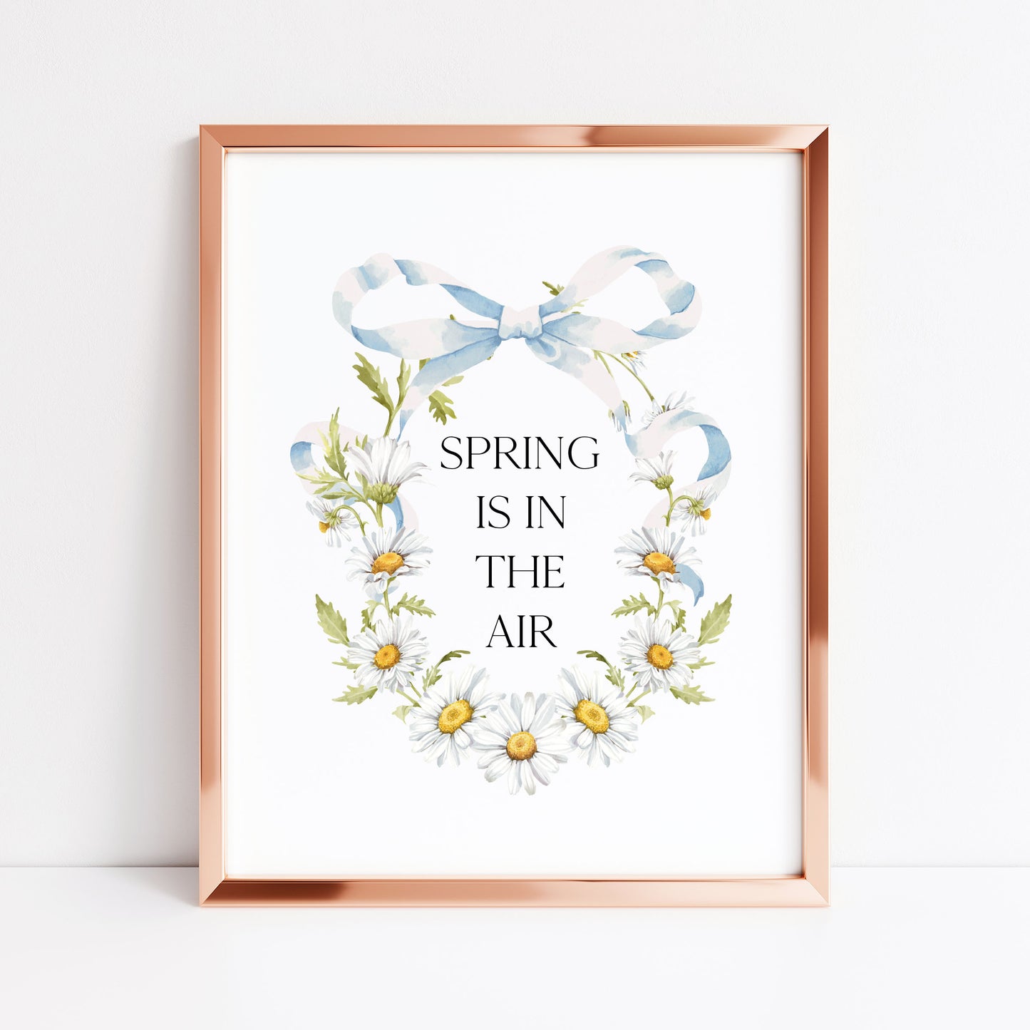Spring Is In The Air Wall Art Print, Daisy Wreath Spring home Decor (unframed)