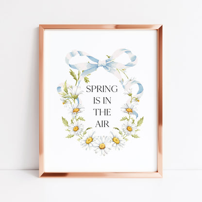 Spring Is In The Air Wall Art Print, Daisy Wreath Spring home Decor (unframed)