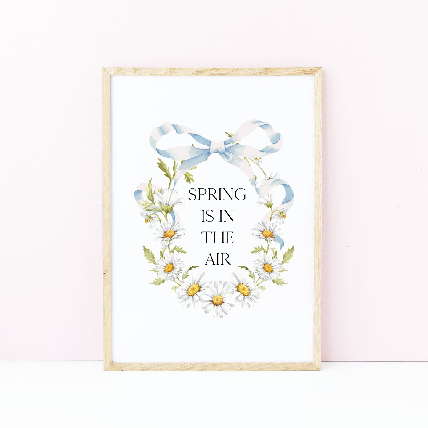 Spring Is In The Air Wall Art Print, Daisy Wreath Spring home Decor (unframed)