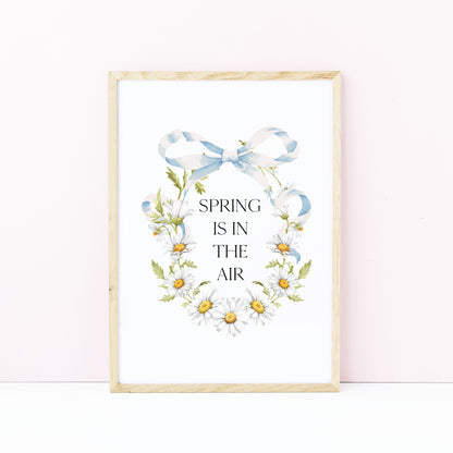Spring Is In The Air Wall Art Print, Daisy Wreath Spring home Decor (unframed)