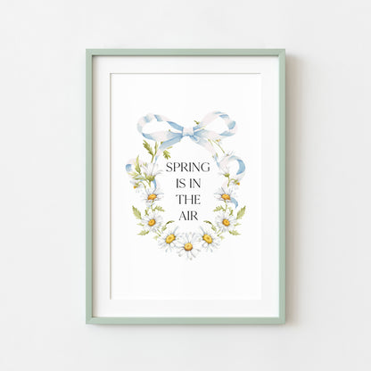 Spring Is In The Air Wall Art Print, Daisy Wreath Spring home Decor (unframed)