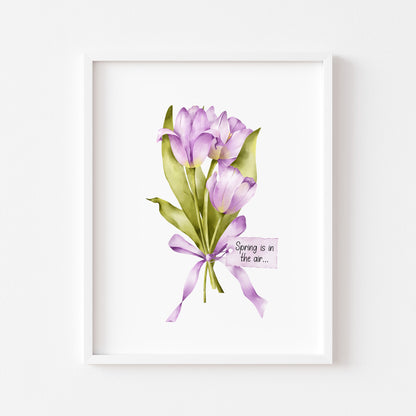 Purple Tulips Wall Art Print, Spring is in the air home Decor poster (unframed)
