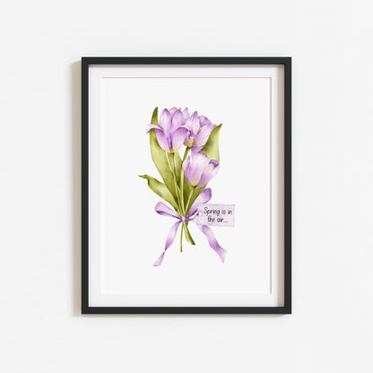 Purple Tulips Wall Art Print, Spring is in the air home Decor poster (unframed)