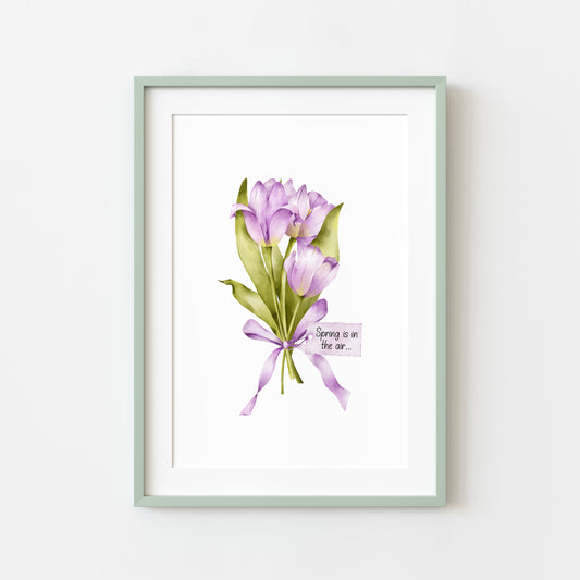 Purple Tulips Wall Art Print, Spring is in the air home Decor poster (unframed)