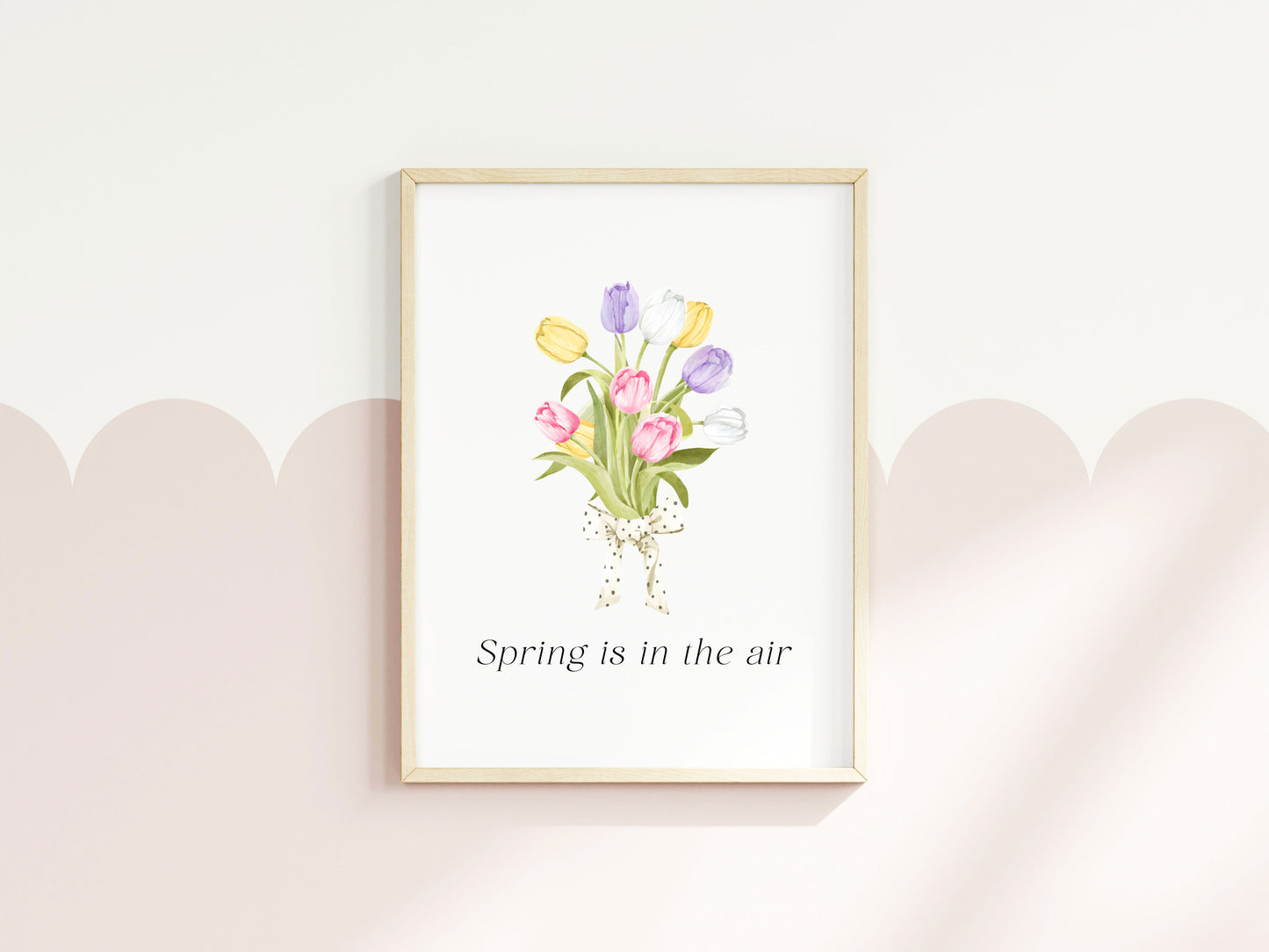 Spring Is In The Air Wall Art Print, Tulip Bouquet Pastel Wall Decor (unframed)