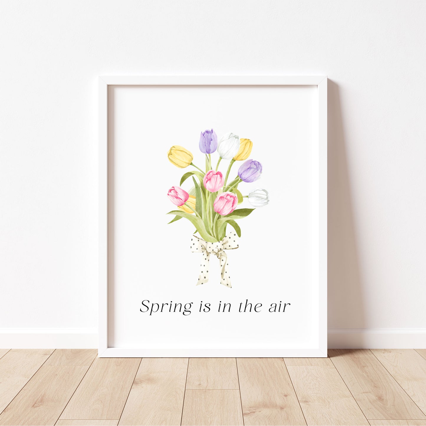 Spring Is In The Air Wall Art Print, Tulip Bouquet Pastel Wall Decor (unframed)