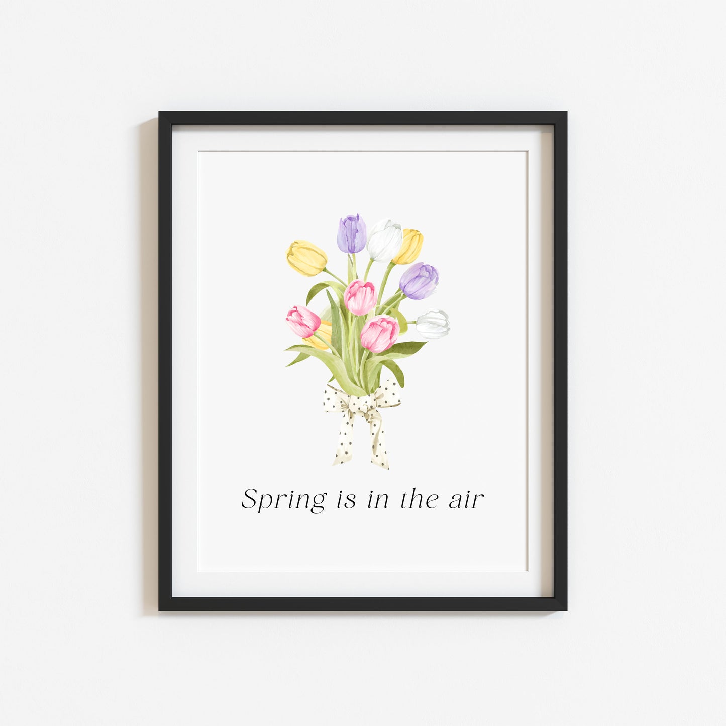 Spring Is In The Air Wall Art Print, Tulip Bouquet Pastel Wall Decor (unframed)