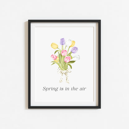 Spring Is In The Air Wall Art Print, Tulip Bouquet Pastel Wall Decor (unframed)
