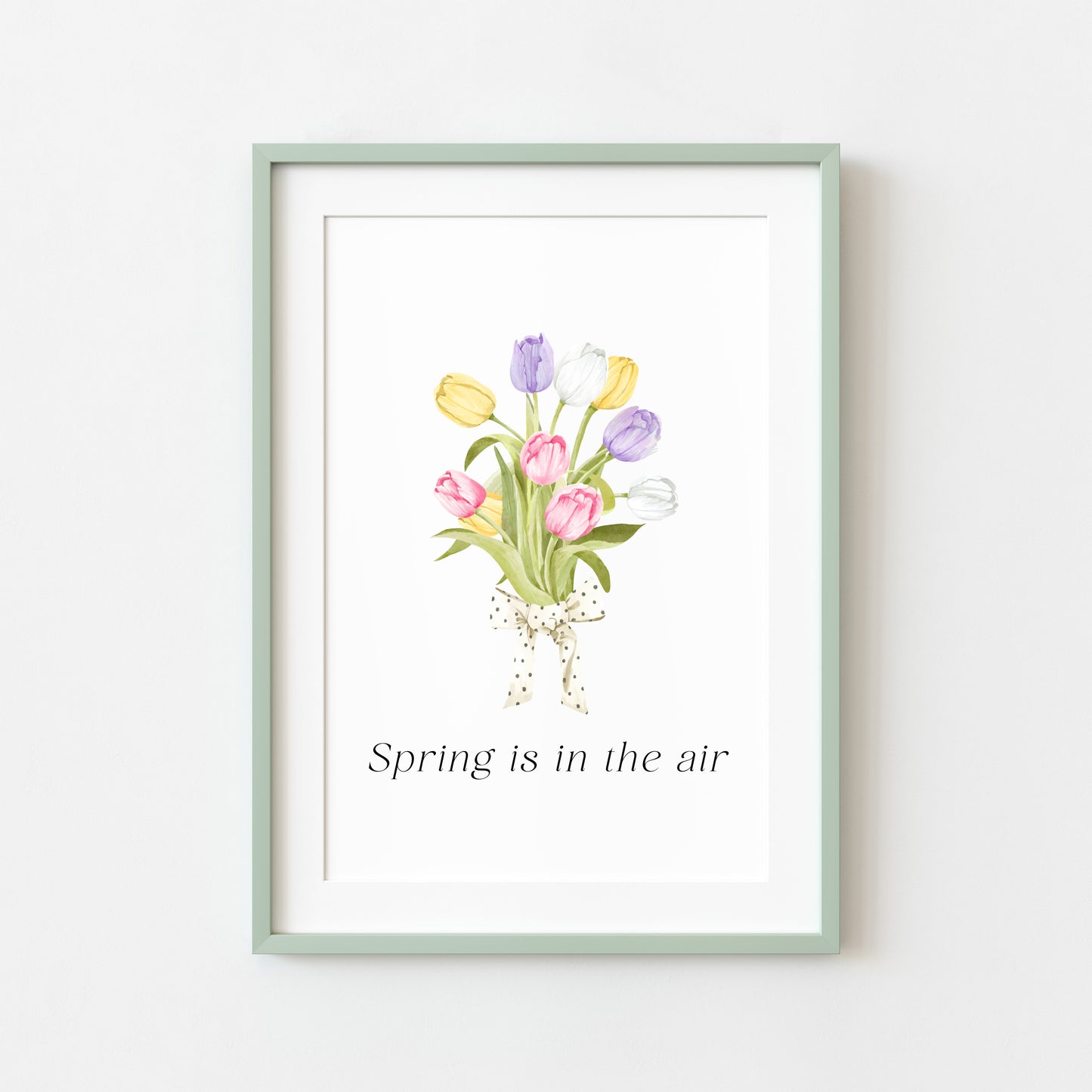 Spring Is In The Air Wall Art Print, Tulip Bouquet Pastel Wall Decor (unframed)