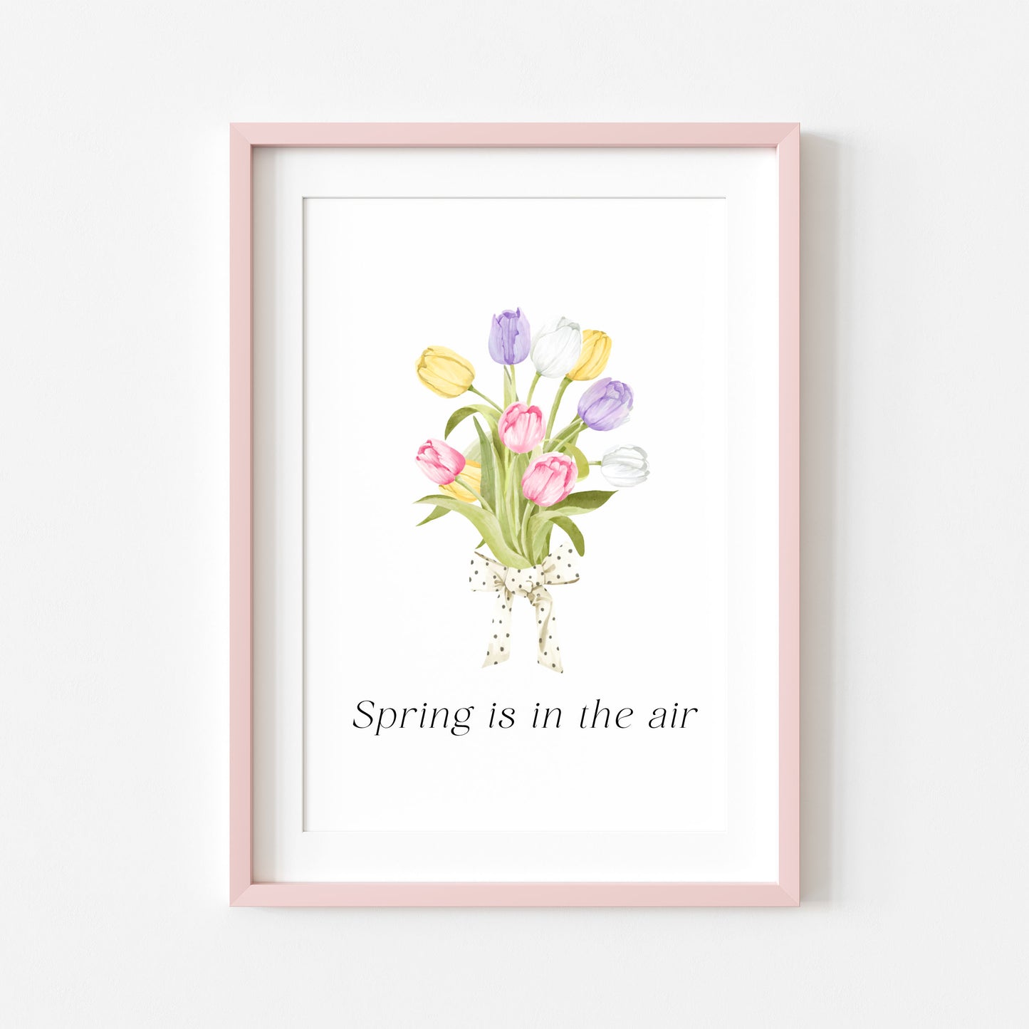 Spring Is In The Air Wall Art Print, Tulip Bouquet Pastel Wall Decor (unframed)