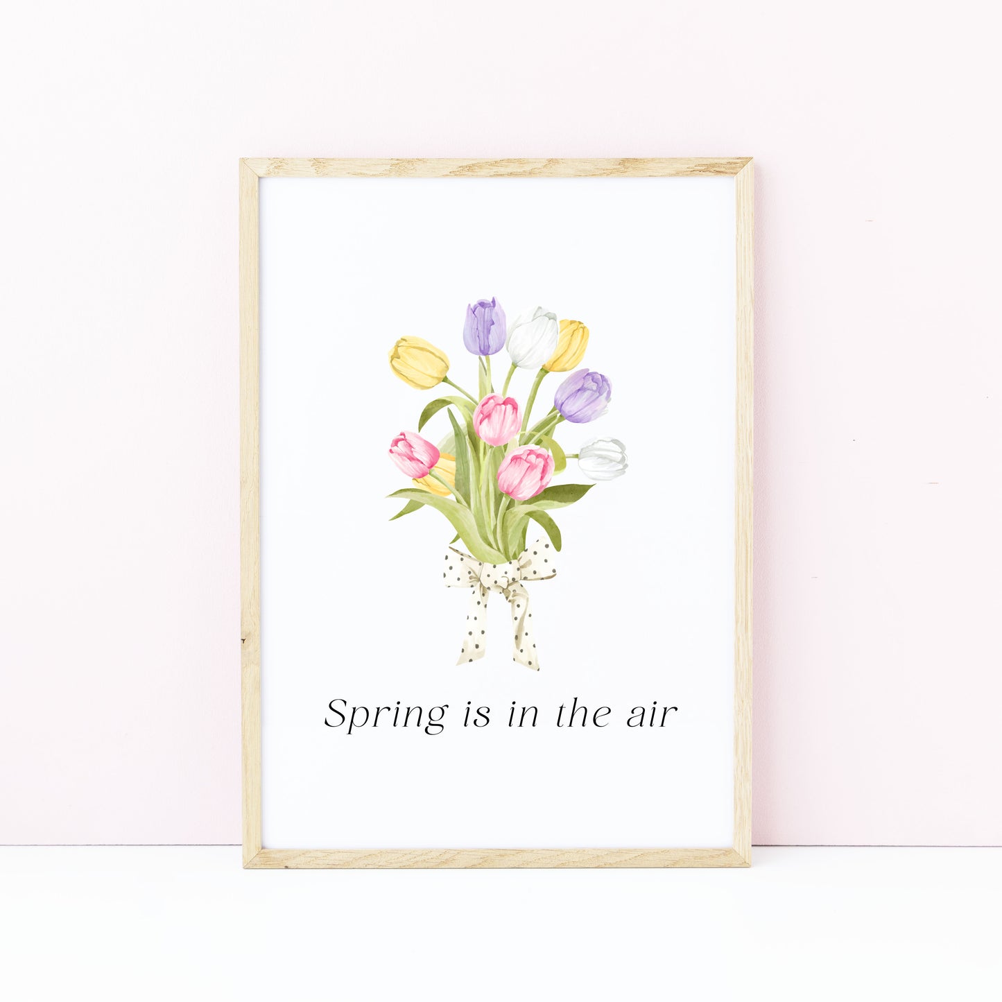 Spring Is In The Air Wall Art Print, Tulip Bouquet Pastel Wall Decor (unframed)