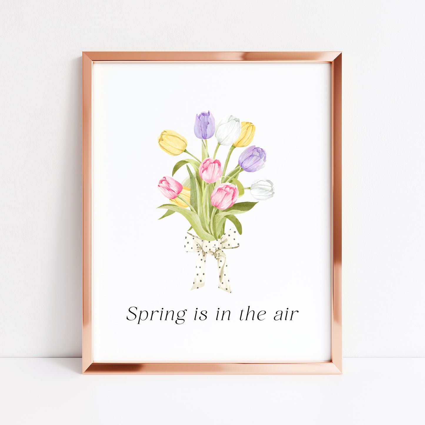 Spring Is In The Air Wall Art Print, Tulip Bouquet Pastel Wall Decor (unframed)