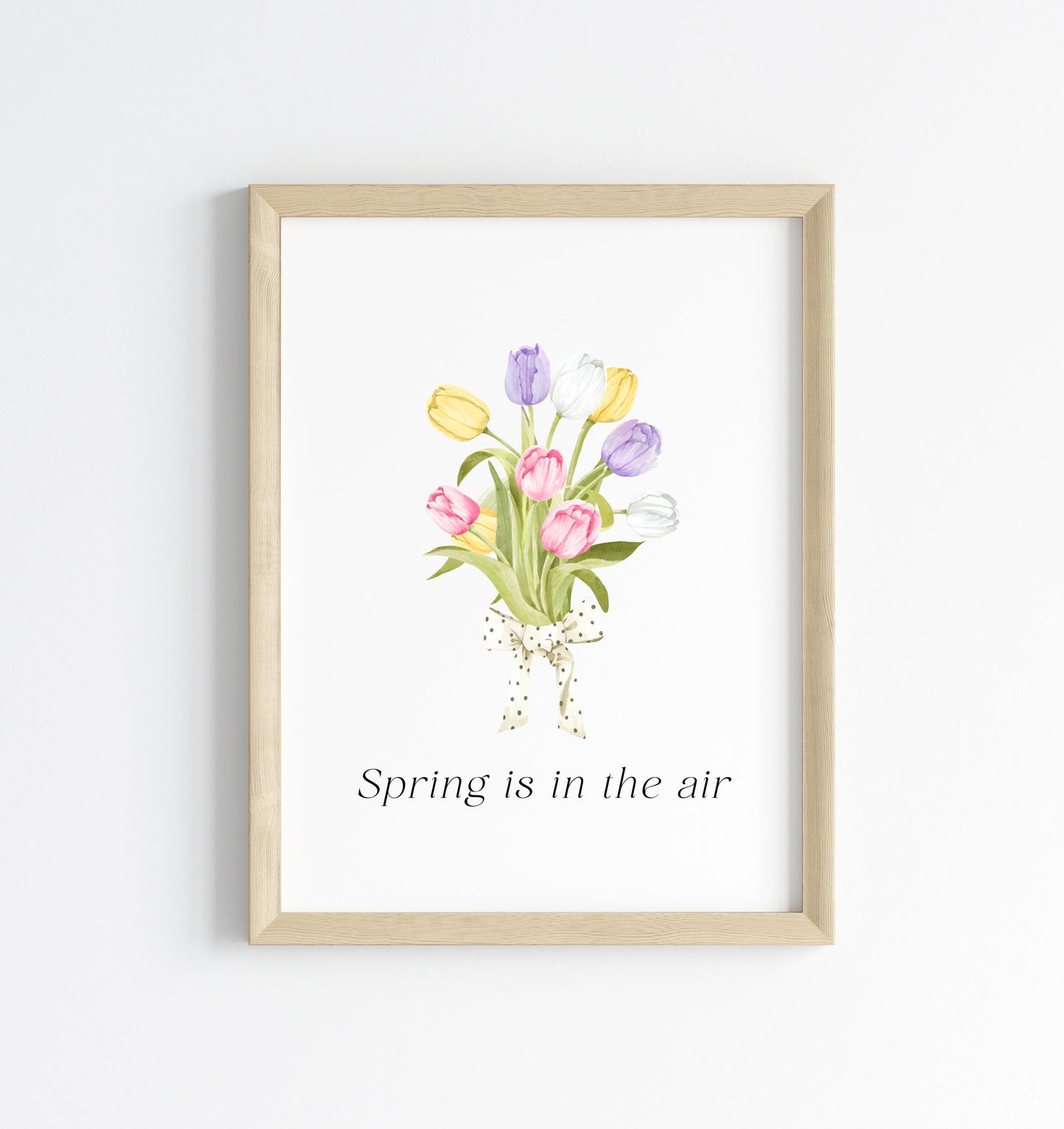 Spring Is In The Air Wall Art Print, Tulip Bouquet Pastel Wall Decor (unframed)